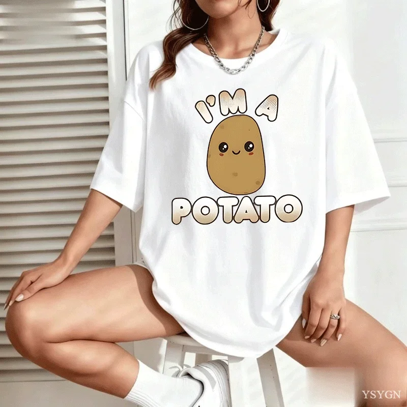 I'm A Potato Kartoffel Gemüse Essen Gag Herren Women  T Shirt Geschenk Party Neuheit Top Vintage Breathable Stylish Soft
