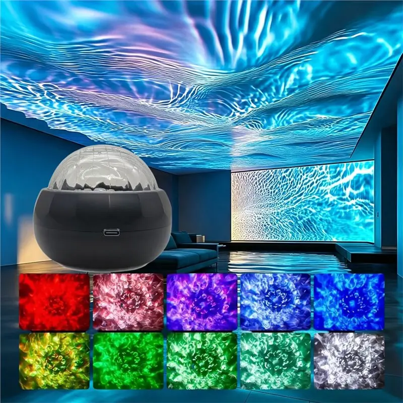 ABNL LED Projector Night Light Water Wave Projector Atmosphere Remote Control For Bedroom Decor Baby Night Lamp Kids Room