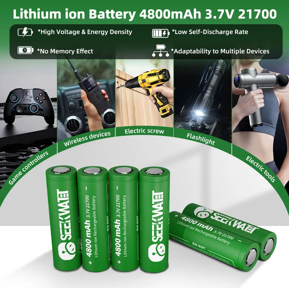 3.7V 21700 Battery Rechargeable Li-ionBattery 4800mAh 5000mAh Power High Discharge Lithium ion Batteries for Electrical Tools