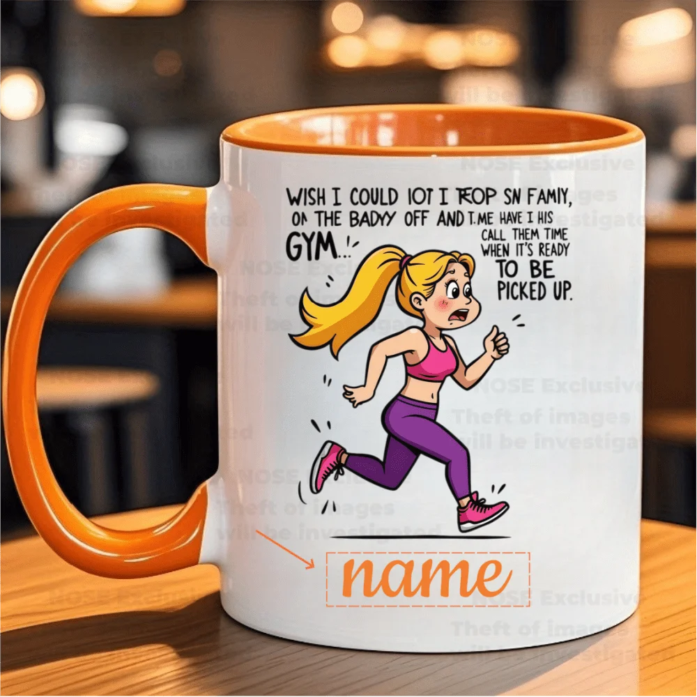 Custom Name Text Mug Personalized Fitness Theme Running Lady Design Coffee Cup Dishwasher Microwave Safe Reusable Birthday Chris
