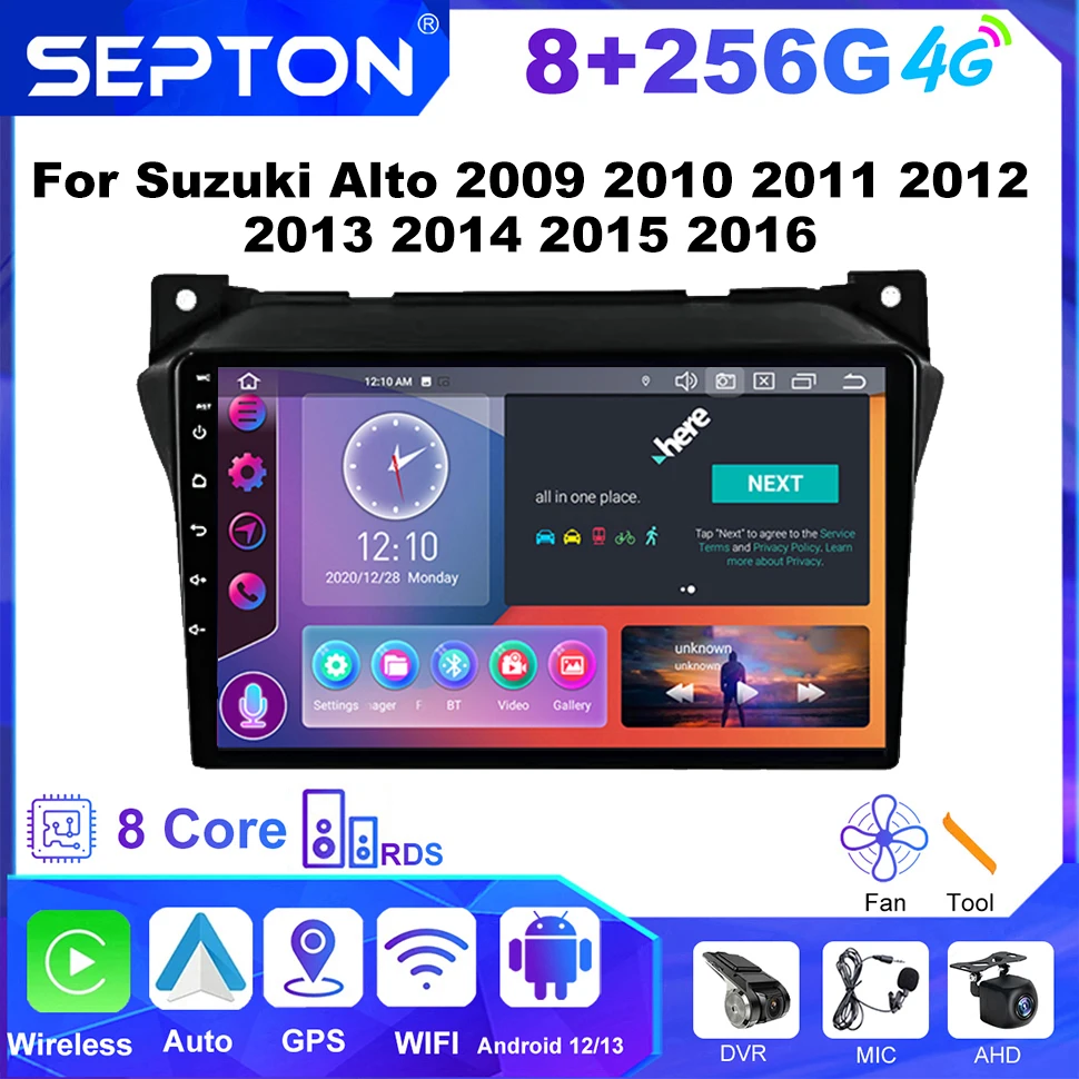 

SEPTON Android Car Radio for Suzuki Alto 2009-2016 CarPlay Navigation GPS Player 8Core 2Din Head Unit Screen for Car 4G Net 2Din