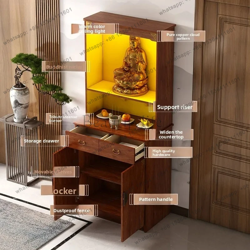 Buddhist niche vertical cabinet household with door Buddha statue offering table offering table