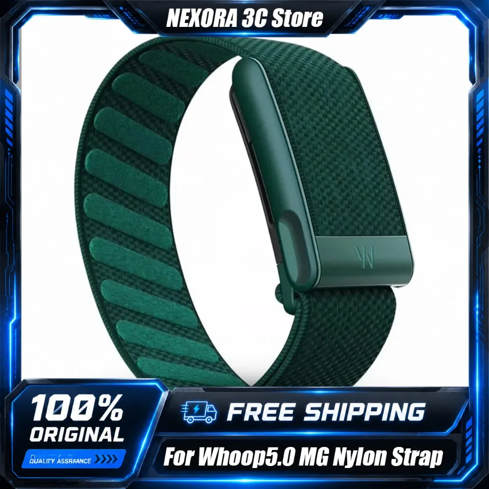 for-whoop-50-mg-elastic-nylon-strap-dark-green-replacement-wristband-with-w-logo-green-metal-frame-breathable-outdoor-bracelet
