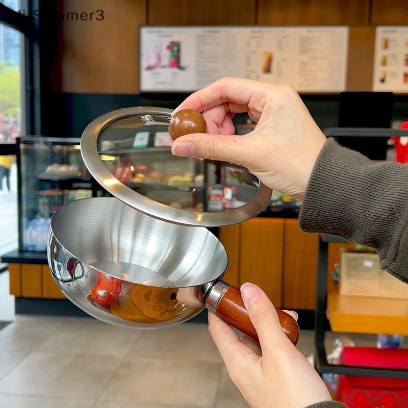 1 قطعة وعاء شخص واحد وعاء الفولاذ المقاوم للصدأ الجوز الخشب مقبض سلطة الفاكهة وعاء الزبادي الإفطار الطبخ أداة المطبخ مطعم