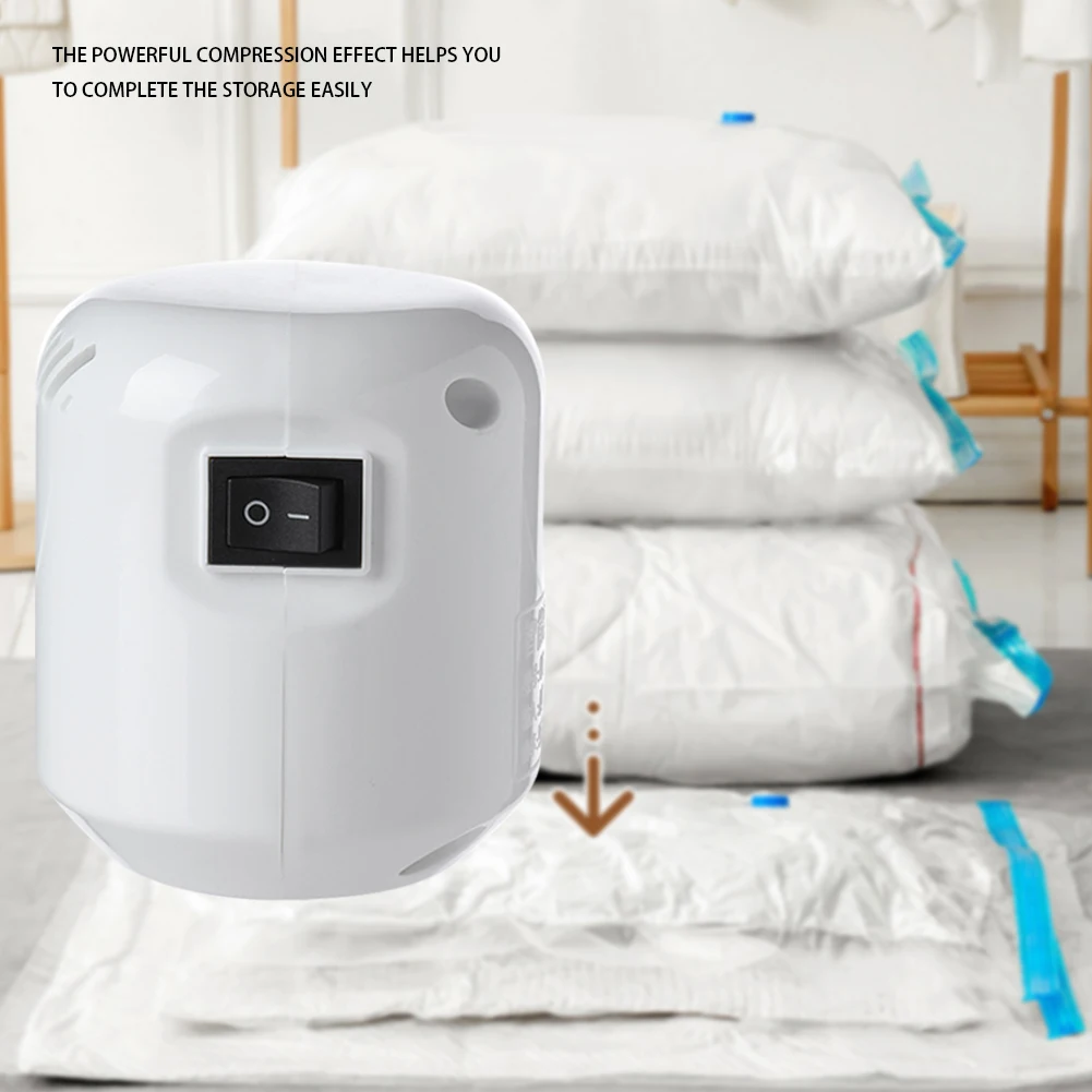 Picture 6: Electric Air Pump Portable Vacuum Sealed Compression Bag Pump Mini Vacuum Sealer Machine for Clothes Storage Bags Food Organizer