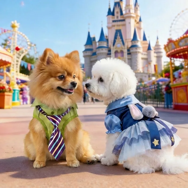 

Cute Cosplay Pet Costume with Rabbit Print, Couple Dress for Small Dogs Cats, Maltese Chihuahua Beagle Photography Outfit