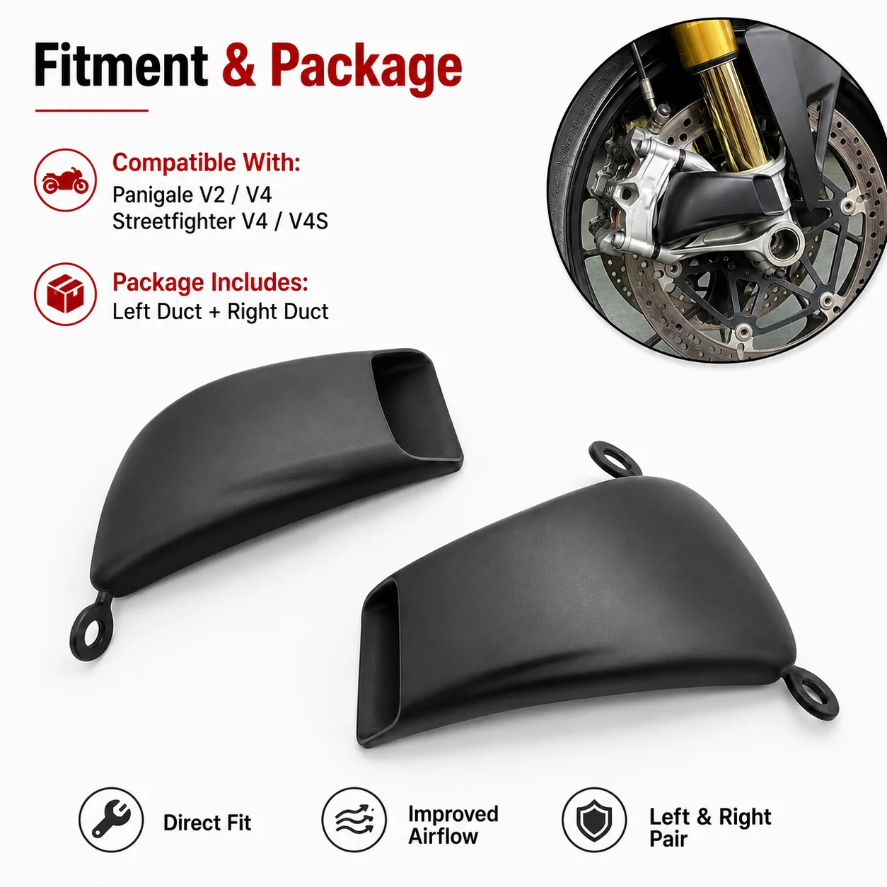 Motorcycle Front Brake Caliper Cooling Air Duct Radiator Cover Compatible With Ducati Panigale V2 V4 Streetfighter V4