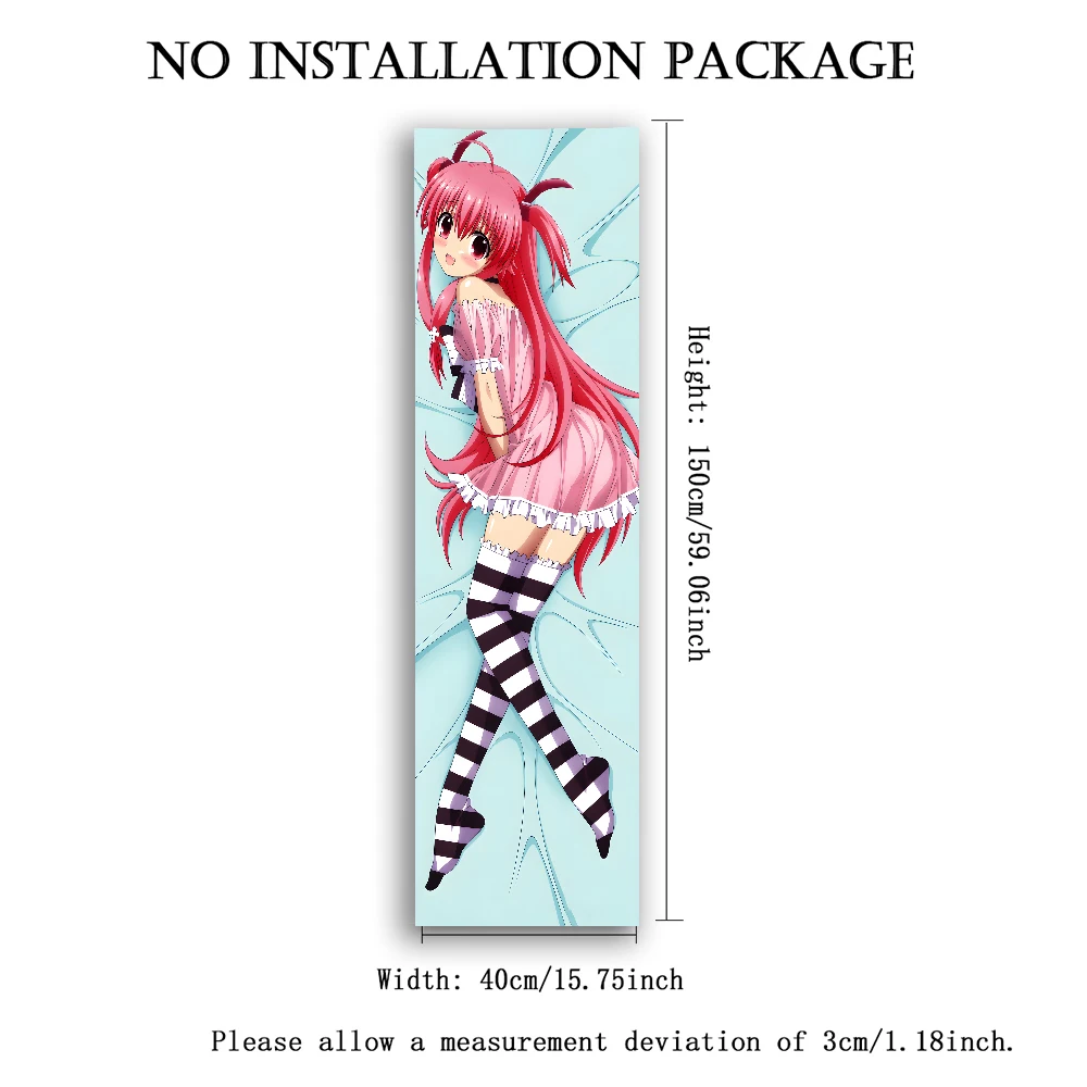 Angel Beats! Yui Anime Long Vertical Wall Tapestry, Cute Pink Hair Girl Print Wall Hanging Banner, Bedroom Dorm Aesthetic Decor