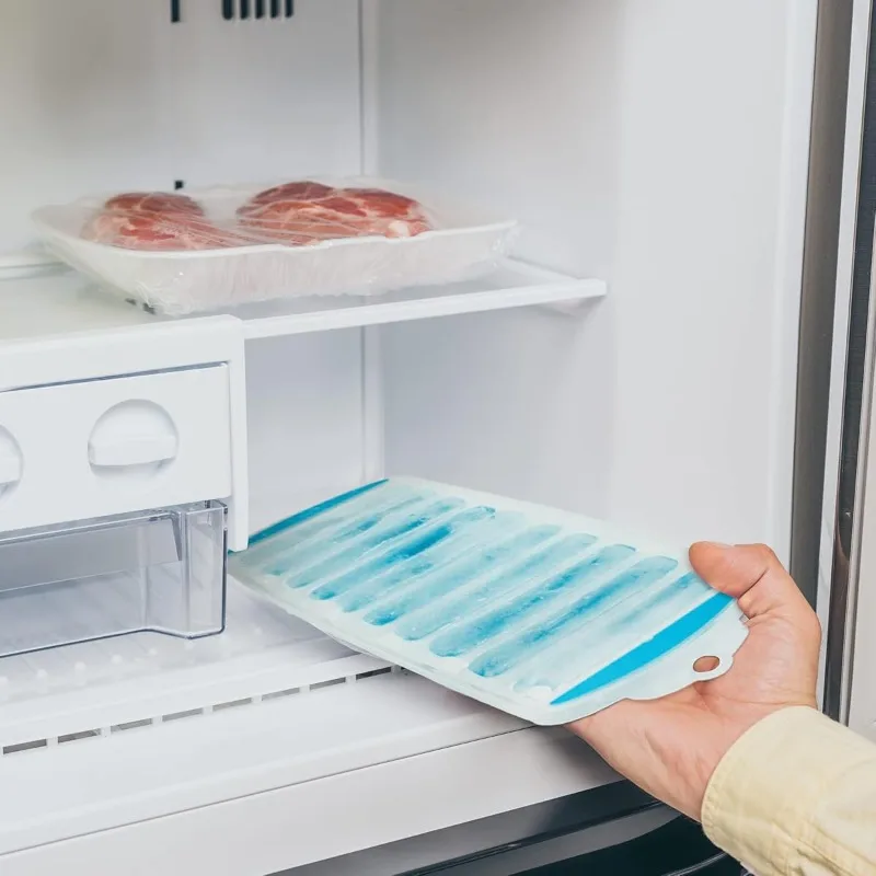1pc Ice Stick/ Cube Tray, 2-Pack Teal Blue and Bright Green, Narrow and Long for Sports Bottles, Travel Ice Tray, Compact Design