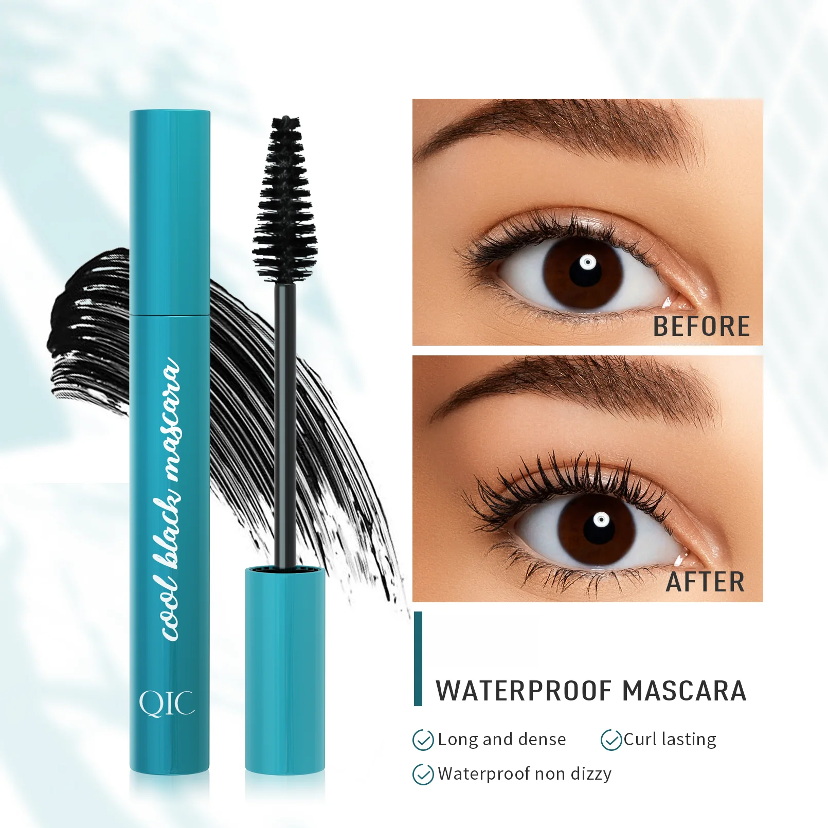 Green Box Mascara for Lengthening, Thickening, Curling, and Shaping Eyelashes, with Natural Long-Lasting Effect That Won'T Smudge
