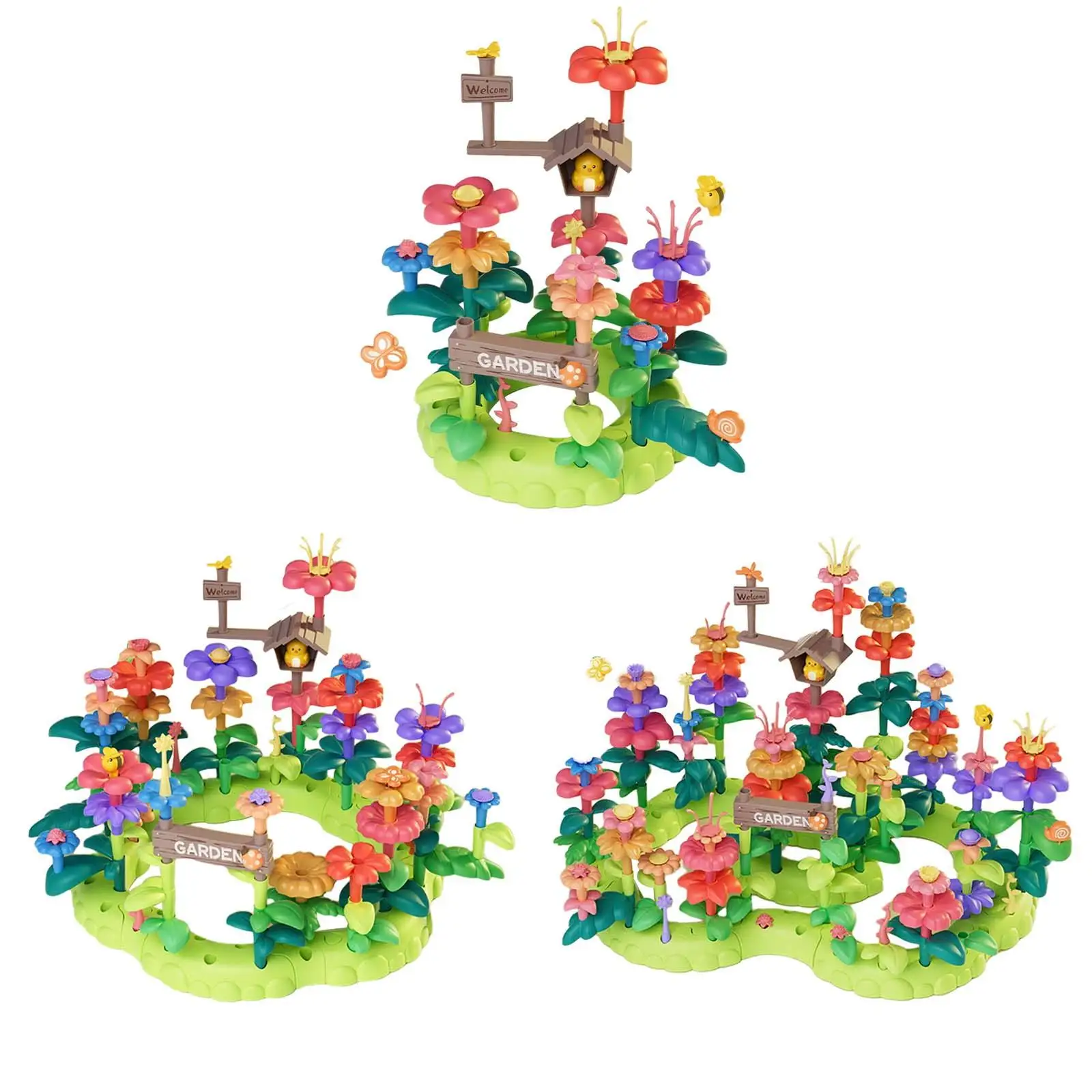 Growing Flower Blocks Playset, Flower Stacking Game, DIY Flower Arrangement, Flower Garden Building Toy for Preschool