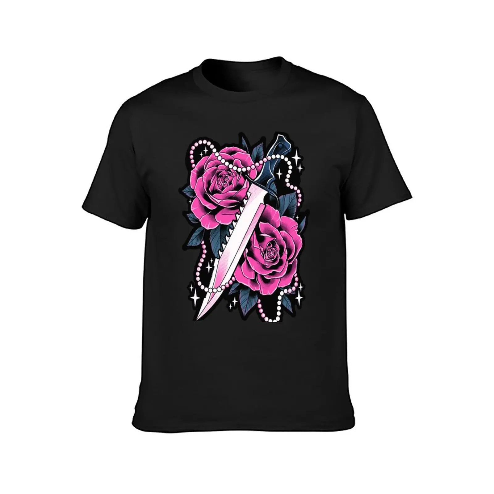 Knife and Roses T-Shirt sports fans man clothes customizeds mens graphic t-shirts funny