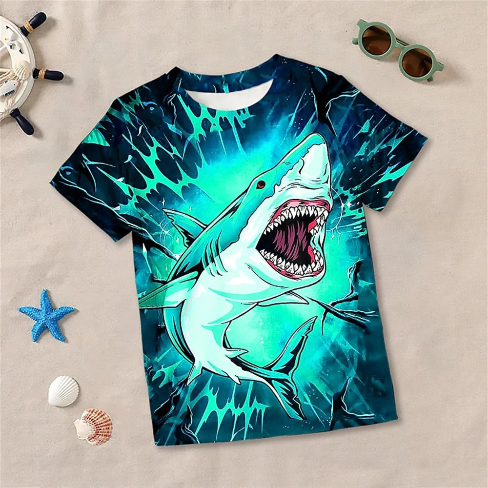 2025 Animal Shark 3d Printed Flower Kids Boys Girls Casual T-Shirts Funny T Shirt Children Birthday Gift Tshirts Baby Clothes