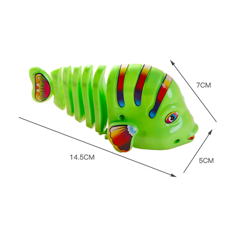 Plastic Wind-Up Wiggle Fish Toys Running Clockwork Classic Toy Newborn Spring Toys for Children