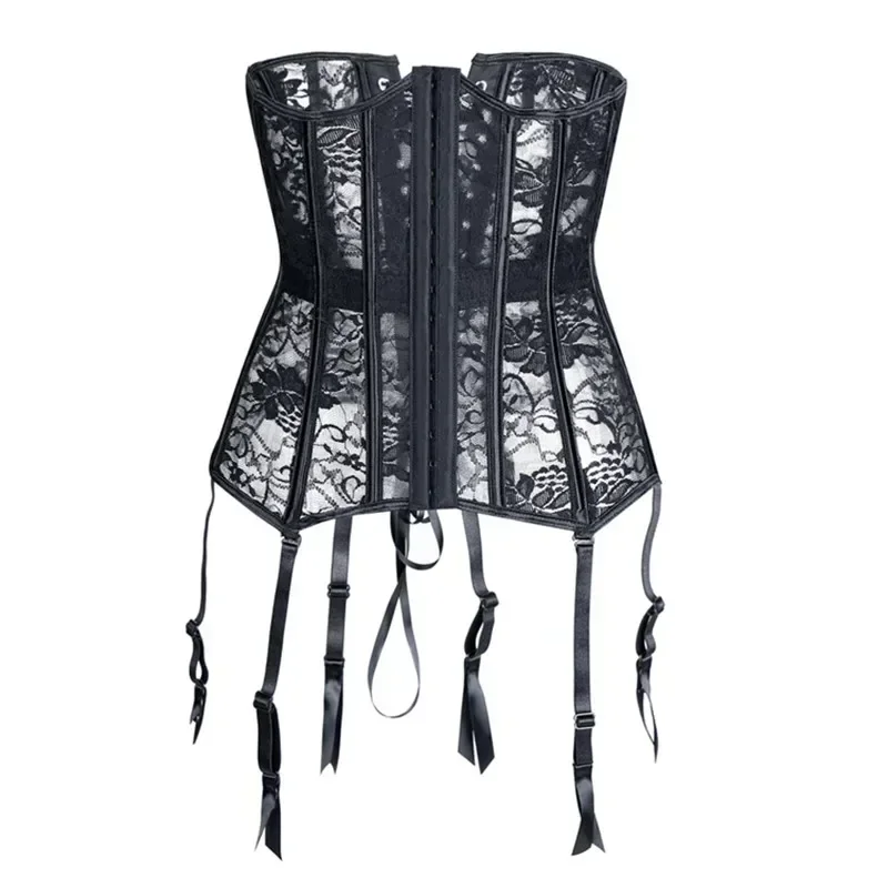 

Sexy Gothic Underbust Corsets Women Floral Lace Corset & Bustier Lingerie Corselet Black