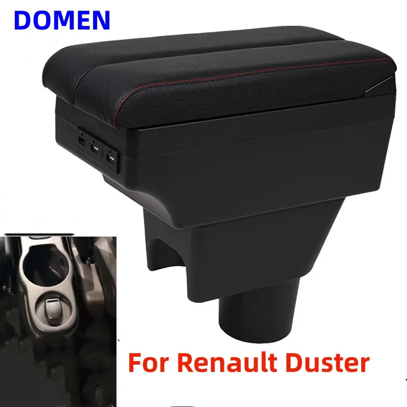 

For Renault Duster Armrest box Interior Parts Car Central Content With Retractable Cup Hole Large Space Dual Layer USB DOMEN