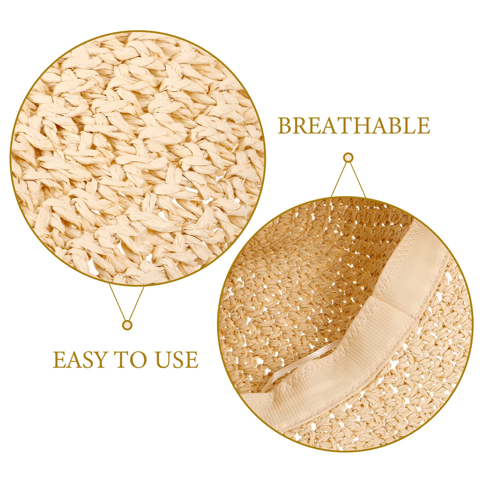 

Straw Sun for Women Lightweight Breathable Beige Small Brim Bucket Hat UV Protection Beach Weaving Hat Accessories