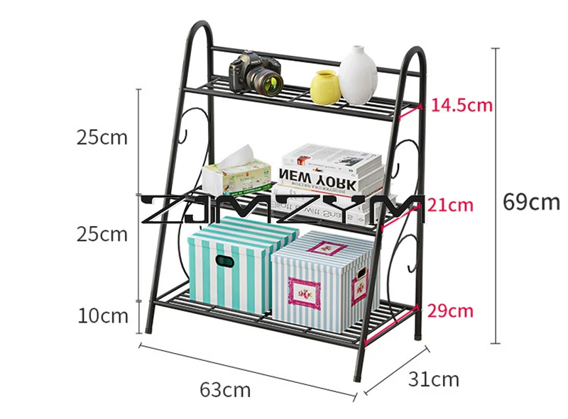 Iron Flower Pot Stands 3 Layers Plant Shelf Stand Succulent Rack Balcony Simple Indoor Garden Shelves Shoes Book Rack Home Decor