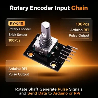 100Pcs KY-040 Rotary Encoder Module, Brick Sensor Development Board for Arduino/RPi