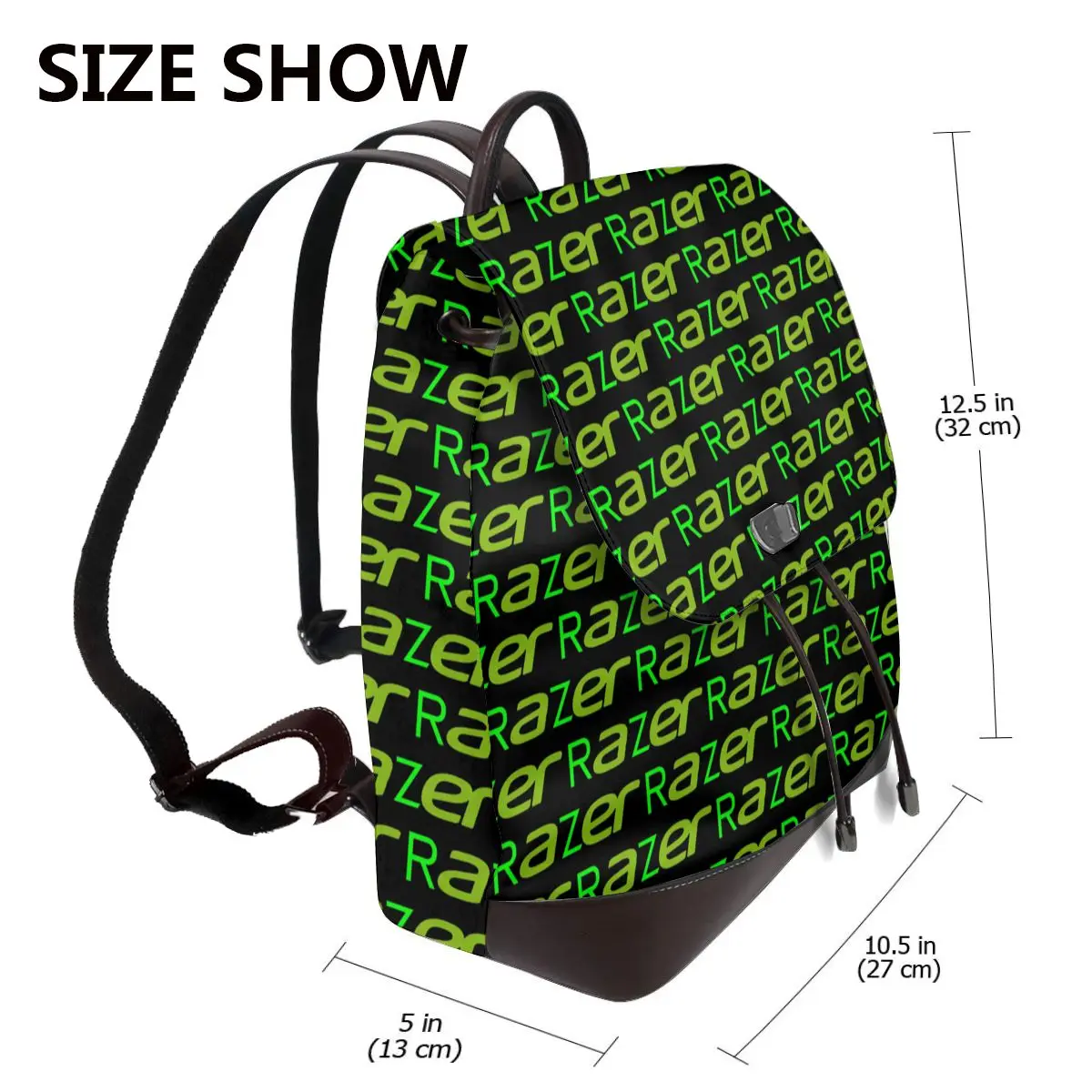 Acer And Razer Combined (RaZer) Women Soft Leather Backpack Large Capacity Multi Pockets Work Travel Ladies Casual Rucksack