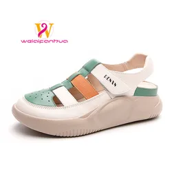 Sandals Women's First Layer Cowhide 2023 Summer Cave Muffin Small White Shoes Genuine Leather Platform Loafers  Women Shoes