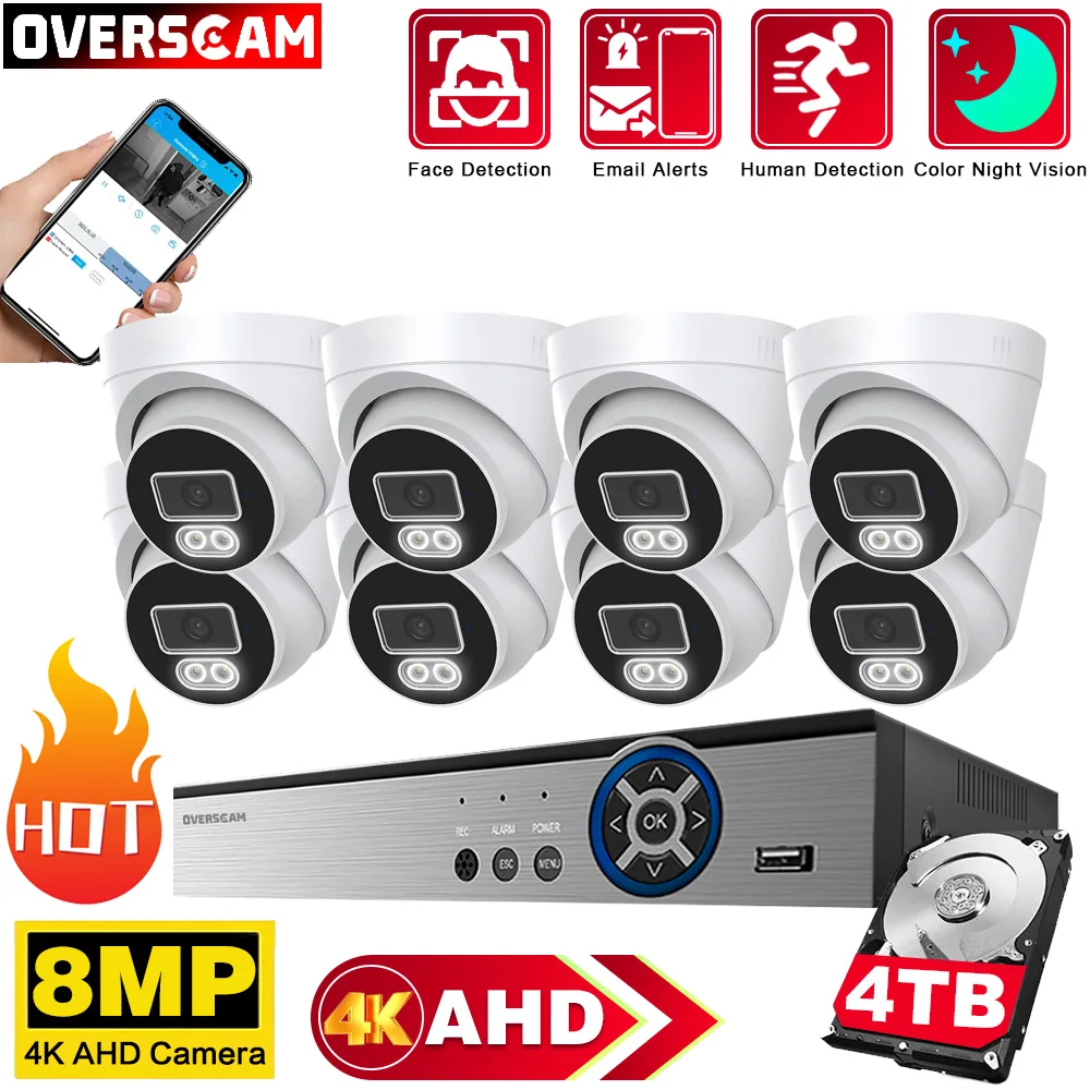 4K Full AHD Security BNC Camera System 8Channel DVR Recorder 2/4/6/8pcs 8MP Outdoor Indoor AHD Kit Stree Video Surveillance Set