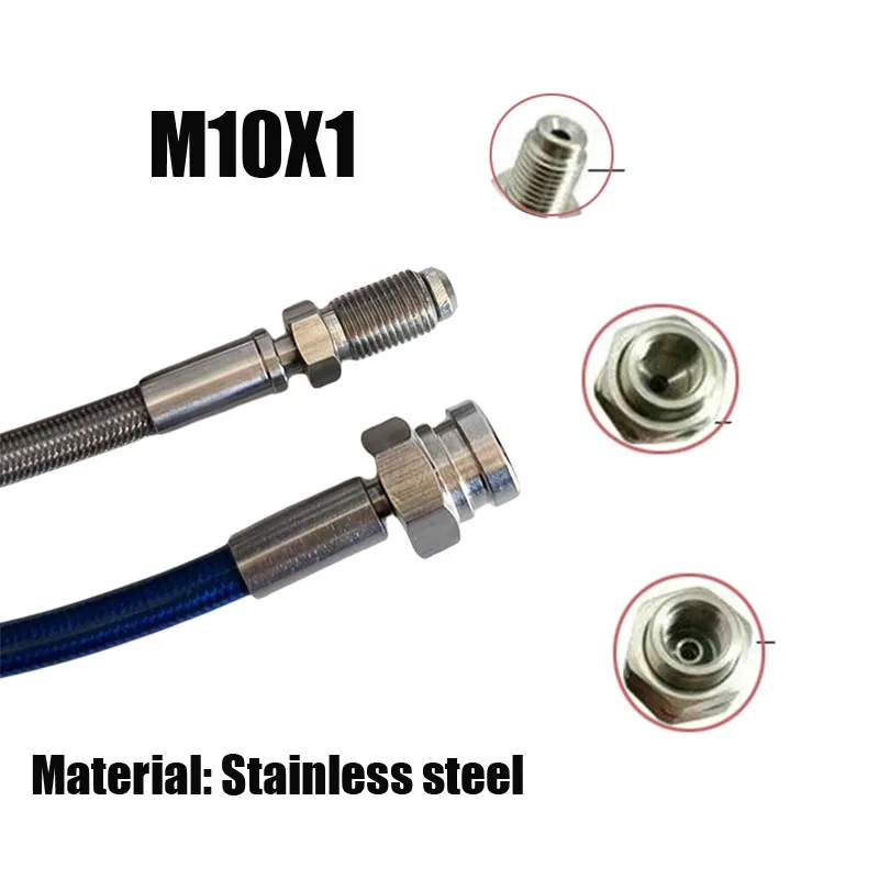 Stainless Steel Braided Hydraulic Brake Oil Hose Line for Motorcycle Automotive Car Reinforced Clutch Pipe Female M10x1 Convex