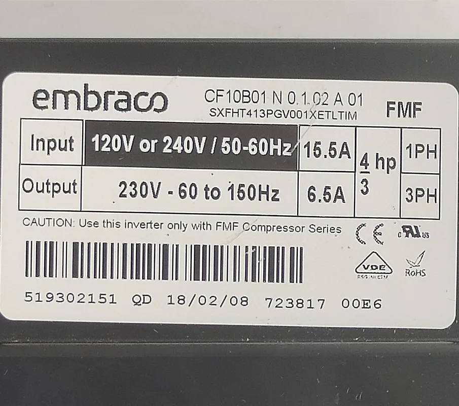 used for Refrigerator compressor frequency conversion board CF10B02 193525225 CF10B01 N 0.1.02 A 01 FMF part