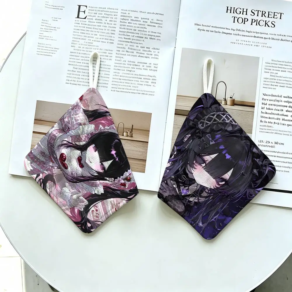 J-Jirai-Kei Dark Harajuku Style Polyester Cotton Hanging Kitchen Towel, Skin Friendly Hand Wiping Towel for Hotel Cafe Household