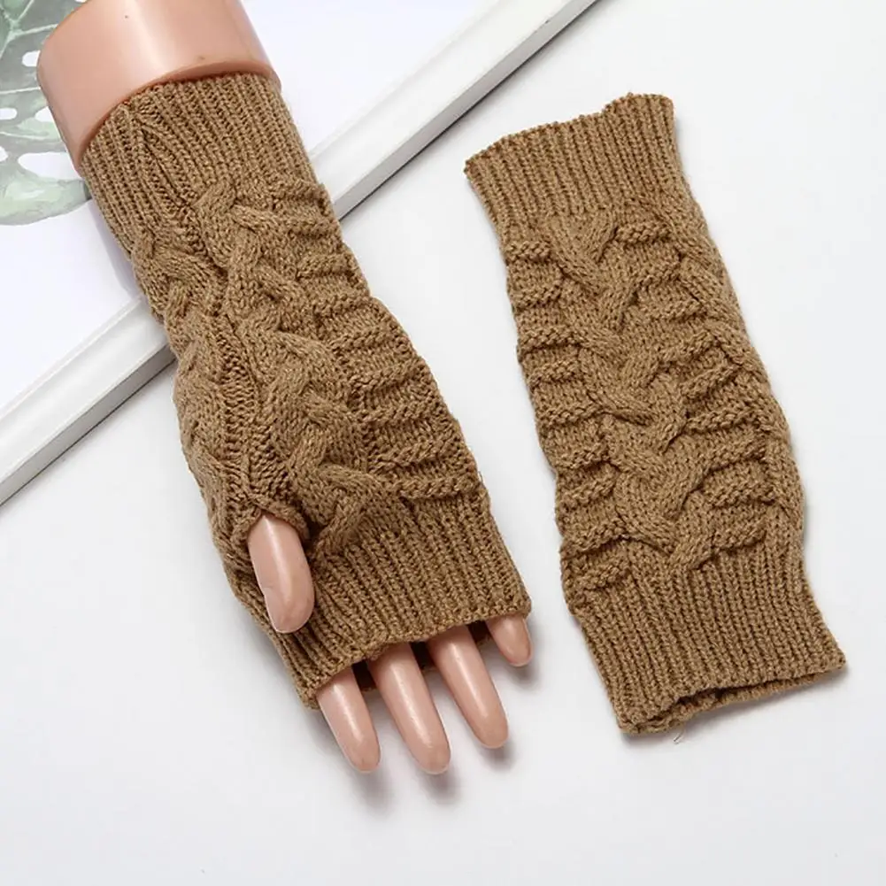 Winter Gloves Stretchy Knitted Mittens One Size Keep Warm  Durable Unisex Winter Fingerless Gloves