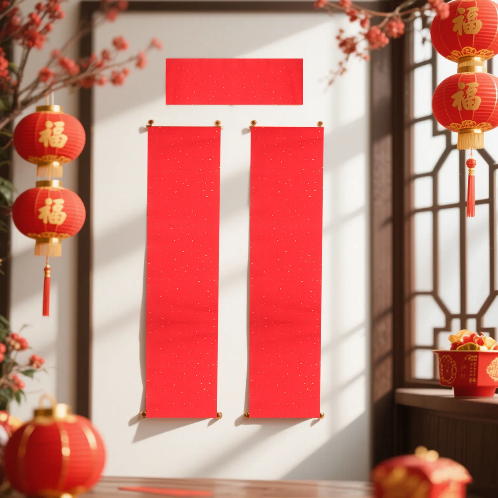 Papel chino grueso Xuan, 17cm X 20m, papeles de arroz rojo para caligrafía, coplas del Festival de Primavera, decoraciones de boda festivas