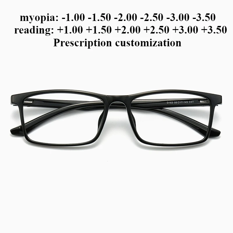 56mm-143mm New Ultra-light TR Men's Rectangular Big Face Myopia Optical Glasses Frame Customized Anti-blue Light Reading Glasses