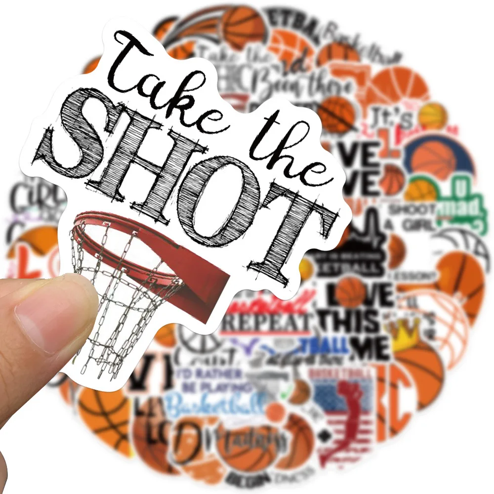 50 قطعة ملصقات كرة السلة الرياضية الحب الكرتون الشارات اللعب الكتابة على الجدران DIY بها بنفسك دفتر الأمتعة المحمول سكيت جدار الاطفال الهدايا