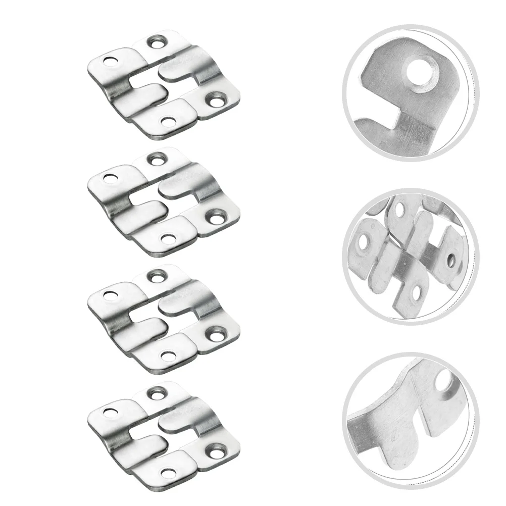 

16Pcs Stainless Steel Mirror Frame Hanging Buckles Heavy Duty Flush Mount Picture Hangers Interlocking Clips Wall Mount