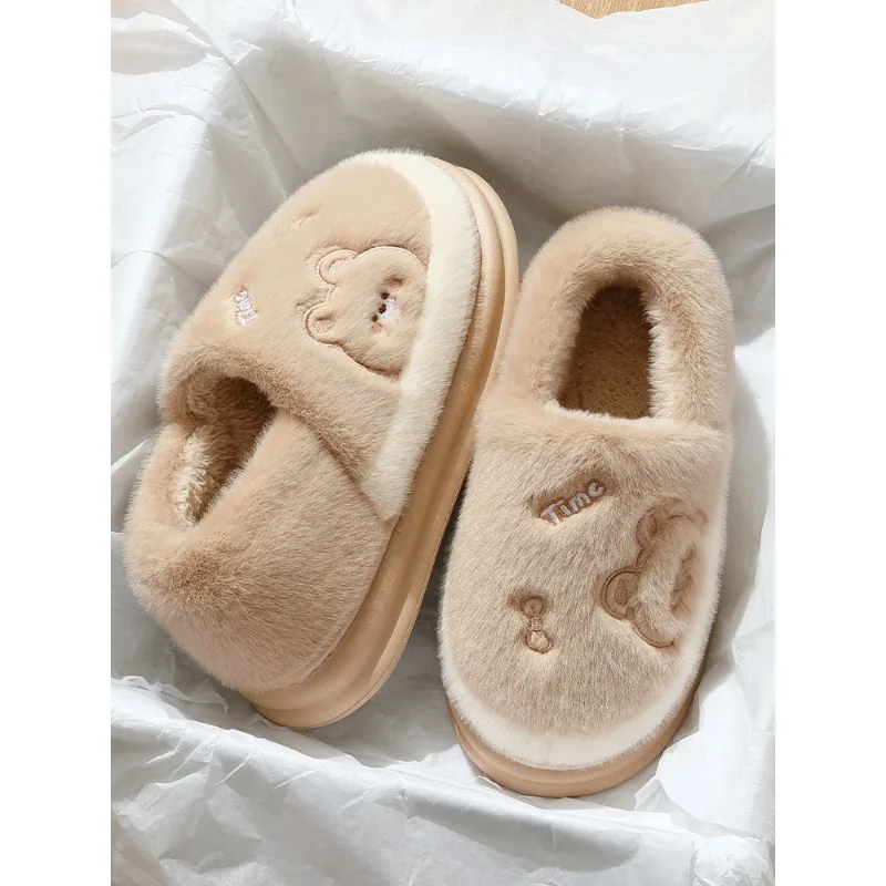 Cotton slippers ladies autumn winter bag with 2024 new fluffy warm non-slip soft bottom cute moon cotton drag woman