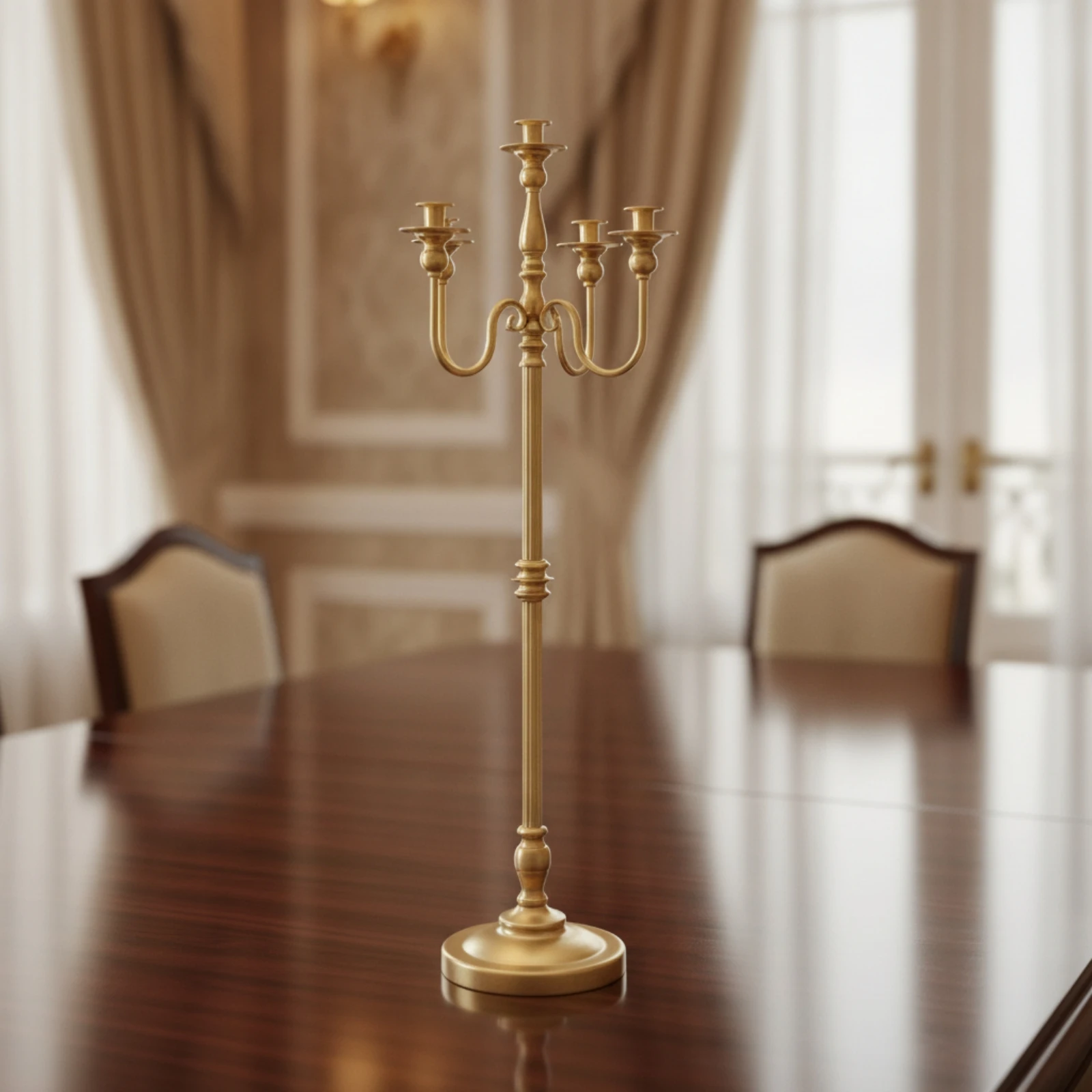 Floor Candelabra Gold Floor Candlestick Holder Candelabra with Round Base Metal Tall Candle Holder Decorative for Event Planners