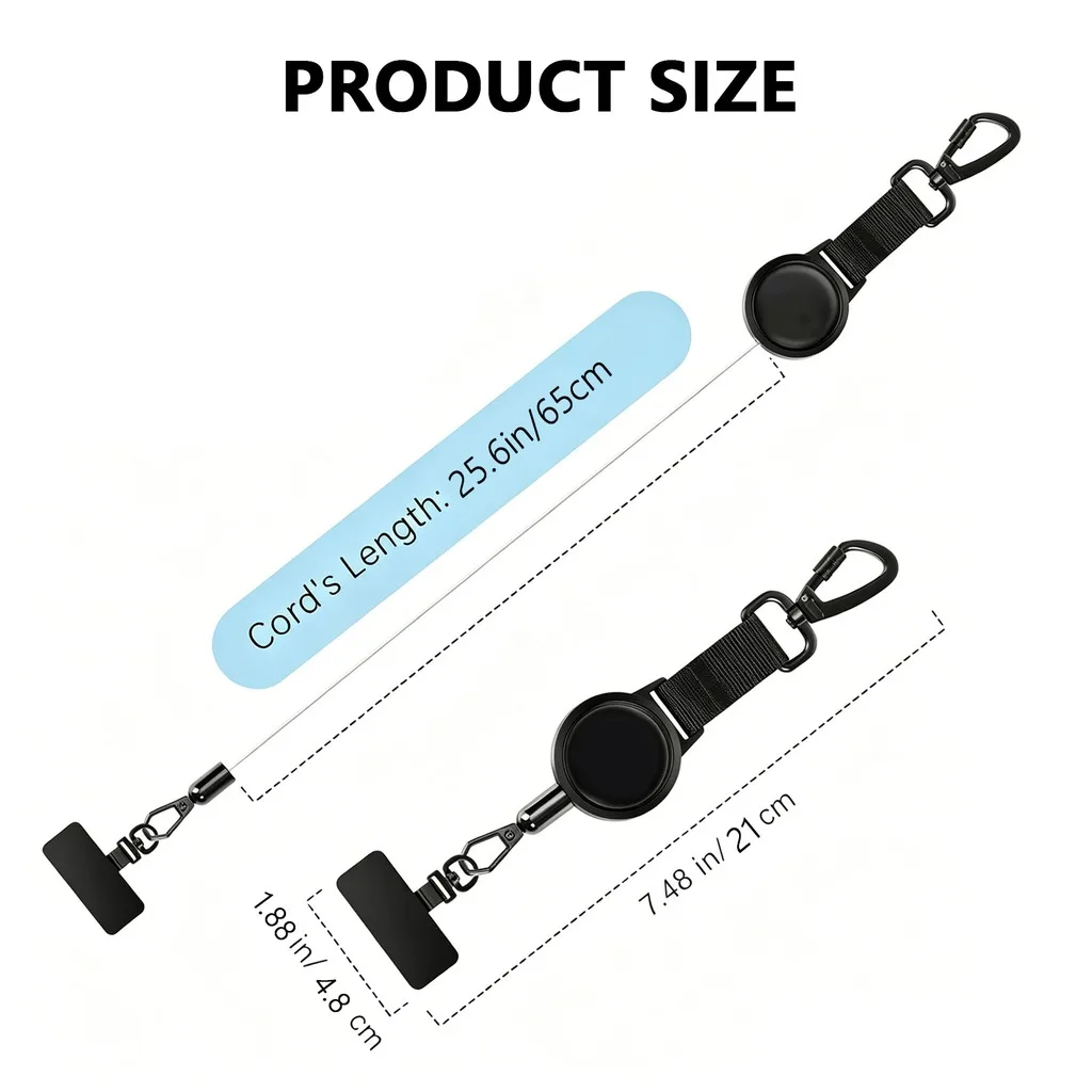 Retractable Key Chain With Locking Carabiner, Anti-Lost Telescopic Key Holder With Phone Tether For Hiking Fishing Daily Commute