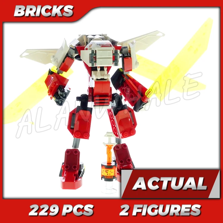 

217pcs Shinobi 2in1 Kai's Stud-shooting Mech Jet Red Plane 11483 Building Kits Toys Compatible With Bricks