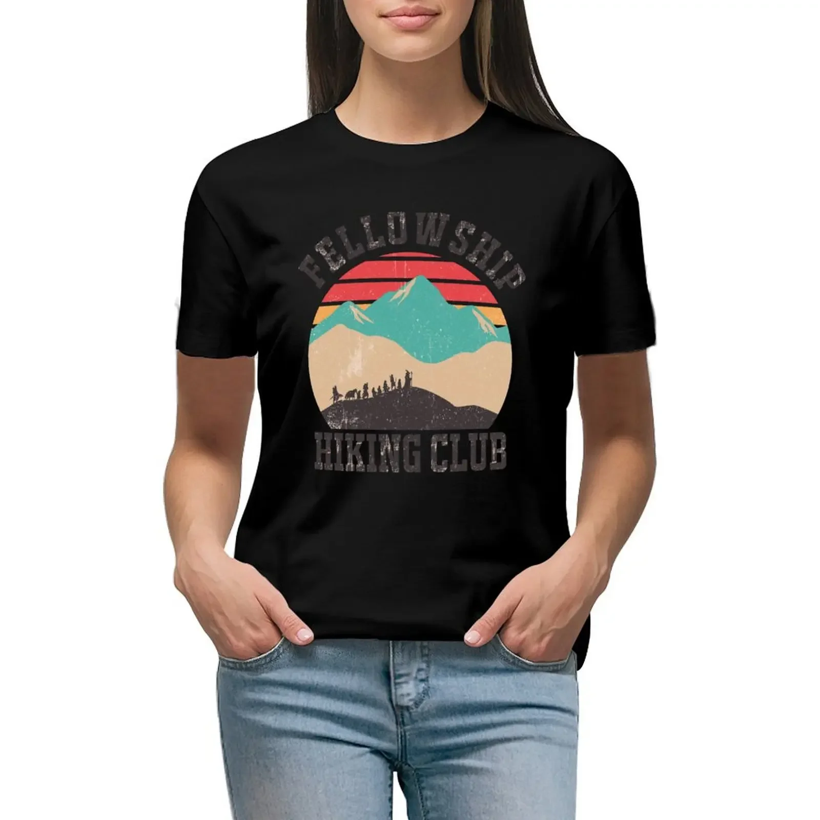 Fellowship Hiking Club T-Shirt hippie clothes sublime animal print shirt for girls white t-shirts for Women