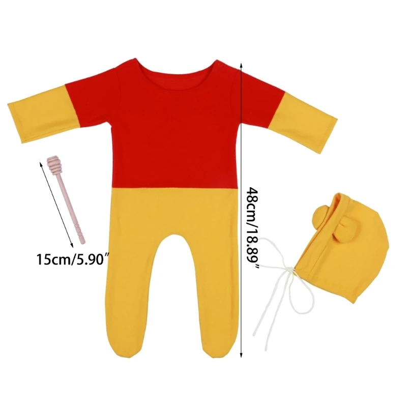 RIRI Infant Photograph Props Hat and Jumpsuits Set 2Pcs Baby Shower Party Props