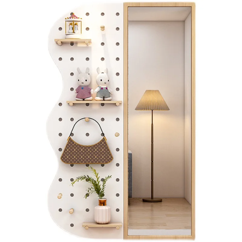 

Hole plate full-length mirror, bedroom home fitting mirror, entrance special-shaped mirror, coat rack integrated, wall-mounted