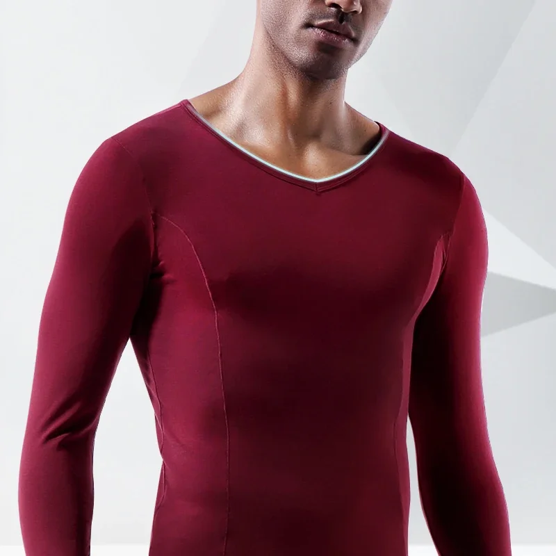 

Мужское тонкое хлопковое облегающее базовое нижнее белье с v-образным вырезом, одно молодежное осеннее пальто, теплая верхняя базовая рубашка