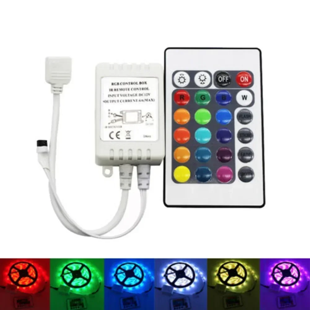 Tira de luces LED RGB, caja de Control y mando a distancia IR de 24 teclas para 12V 3528 5050, mando a distancia CR2025, piezas de luz para el hogar