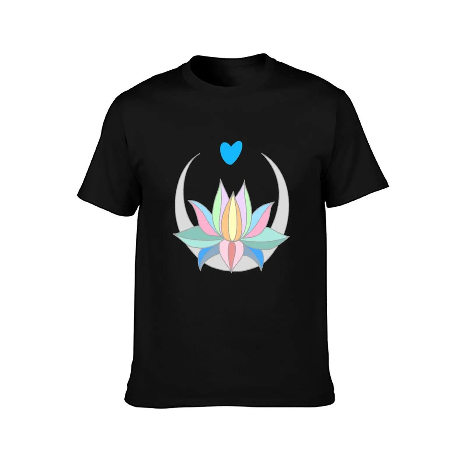 LOTUS MOON AND HEART FLOWER T-Shirt Summer Casual Cotton Tee Oversized Streetwear Tops Vintage Graphic Print 100% Cotton