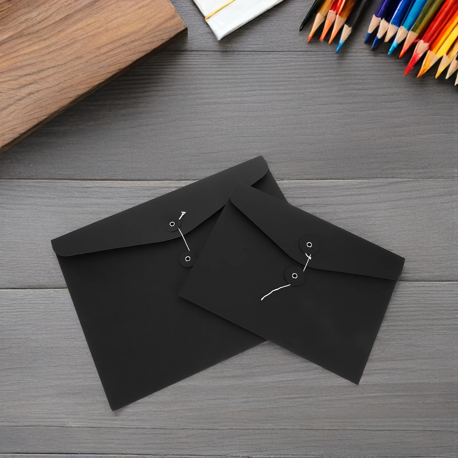 

10Pcs Kraft Paper Filing Envelope Folders Vintage Style String Fastener Closure Horizontal Document Organizer School Office A4