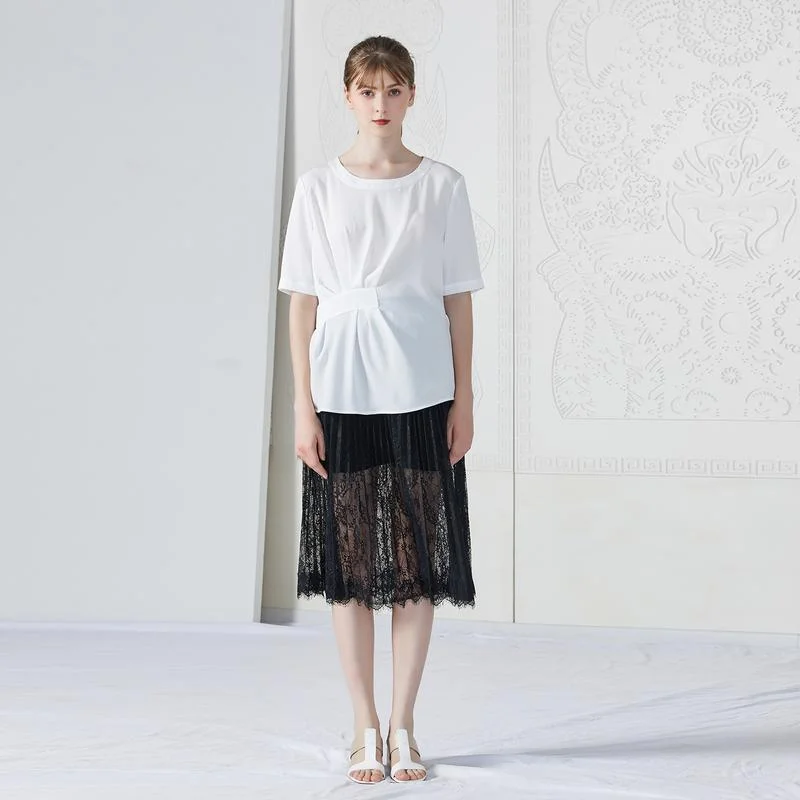 

Коллекция весна 2023: Премиум-одежда для женщин из полиэфирного волокна, модель Moonlight White Asymmetric 3D Tailoring round Ne irt