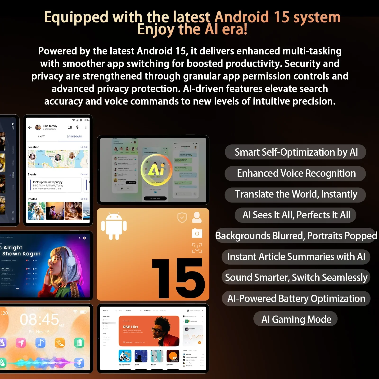 Headwolf FPad7 PRO Android 15 Tablet 8 inch 2.5K HD Max 16GB+512GB, 6500mAh PD18W, 8MP+16MP Camera, SIM 4G LTE WiFi 6