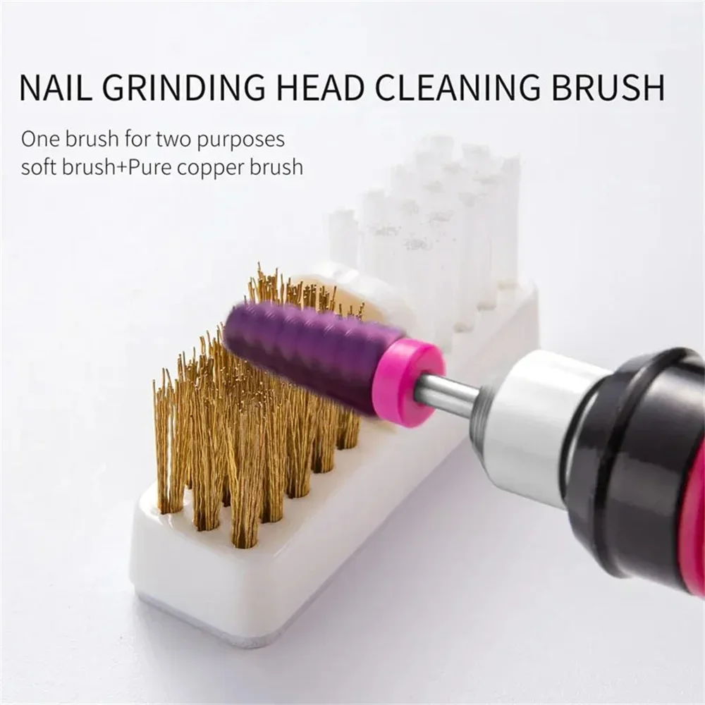 Nail Drill Bit Cleaning Brush Soft Bristles Dust Removal Tool Multifunctional Nail Bit Cleaner Brush Nail Polishing Head Brush gallery 3
