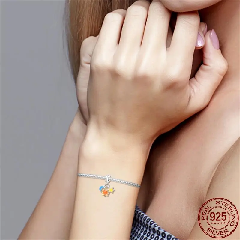 New 925 Sterling Silver Glow In The Dark K Gold Yellow Series Charms Beads Pendant Fit Pan Original Bracelets Diy Jewelry