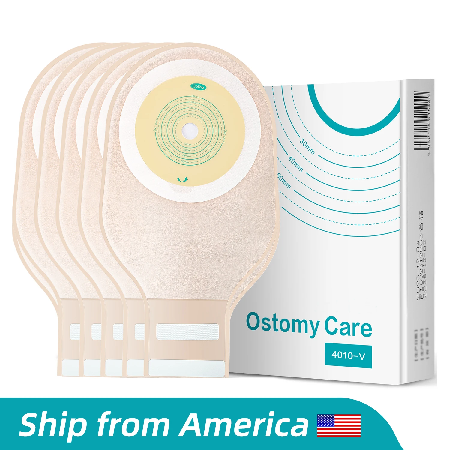 Cofoe 10pcs/box Ostomy Bags 25-60mm Stool Bag with Exhaust Function, Anal Fistula Bag Colostomy Bag Effectively Block Odors